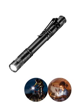 Generic LED Mini Flashlight Ultra Bright Pocket Flashlight Pen Light Flashlight White Light Led Tactical Penlight Inspection Light with Clip for Camping Outdoor Emergency Inspection Work Repair Black  - Image 1