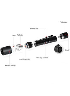 Generic LED Mini Flashlight Ultra Bright Pocket Flashlight Pen Light Flashlight White Light Led Tactical Penlight Inspection Light with Clip for Camping Outdoor Emergency Inspection Work Repair Black  - Image 2