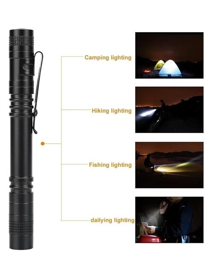 LED Mini Flashlight Ultra Bright Pocket Flashlight Pen Light Flashlight White Light Led Tactical Penlight Inspection Light with Clip for Camping Outdoor Emergency Inspection Work Repair Black - Image 3
