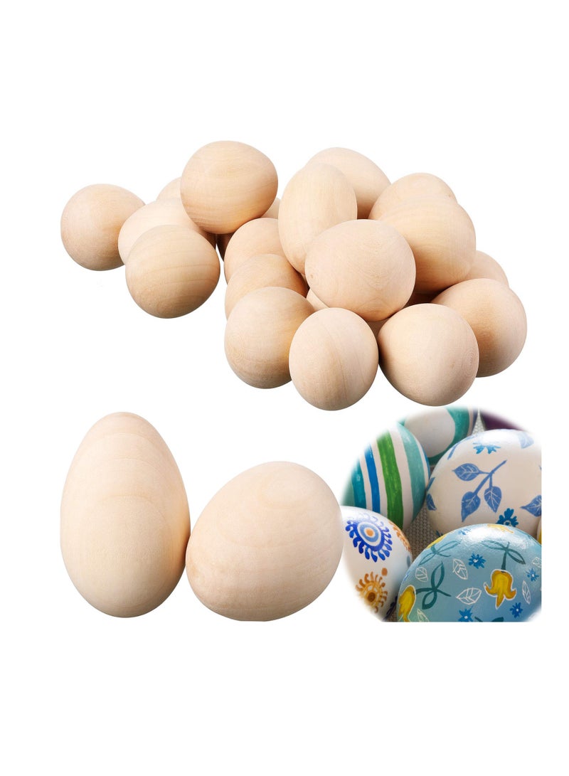 SYOSI Smooth and Ready to Decorate, 20 PACK Wooden Chicken Eggs, Unpainted Wood Fake Eggs for Party Decoration, Crafts, Children DIY Game, Display, Decorate, Stain, Paint - Image 1