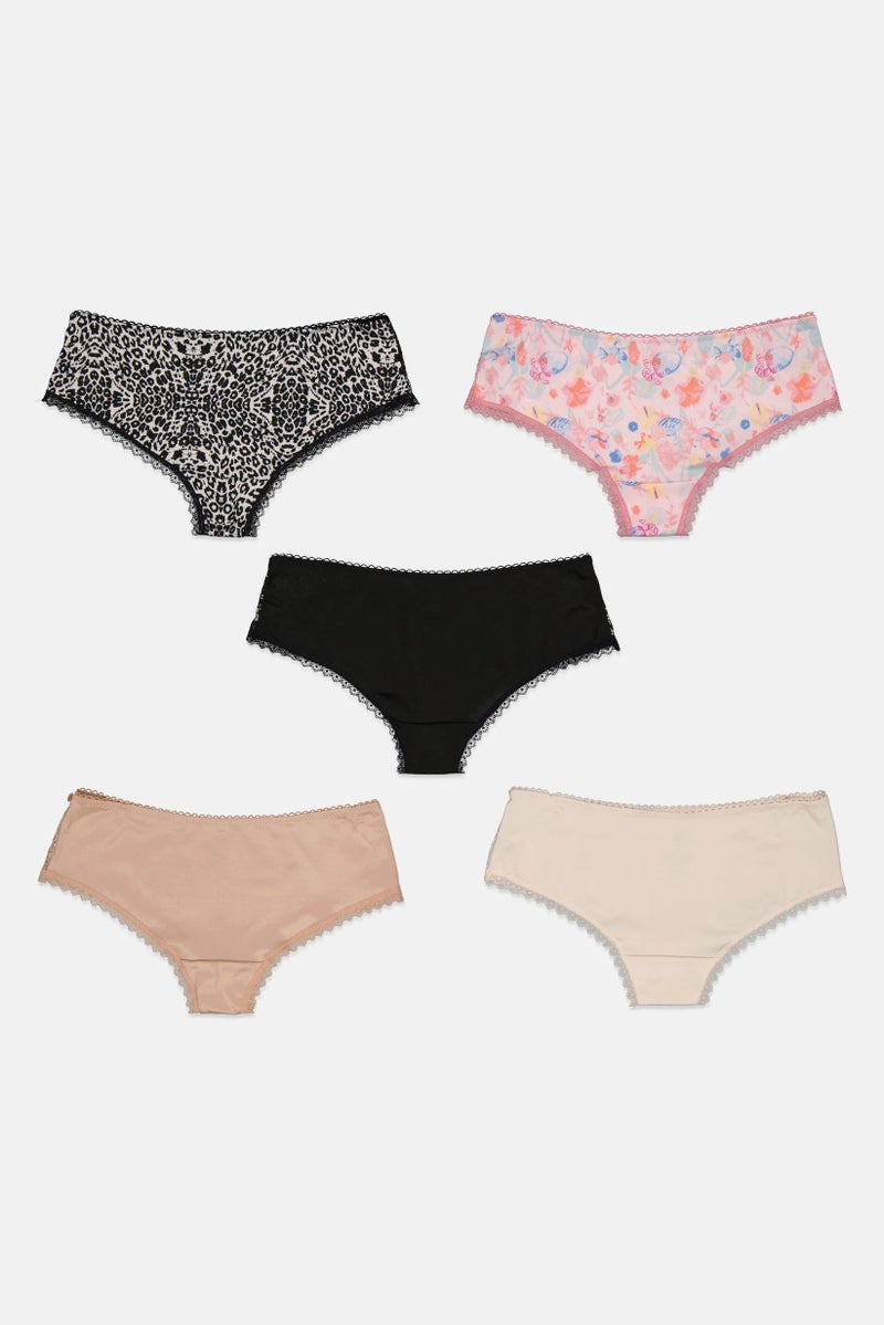 CXL by Christian Lacroix Women 5 Pack Pull-On Lace Panties, Black  - Image 2