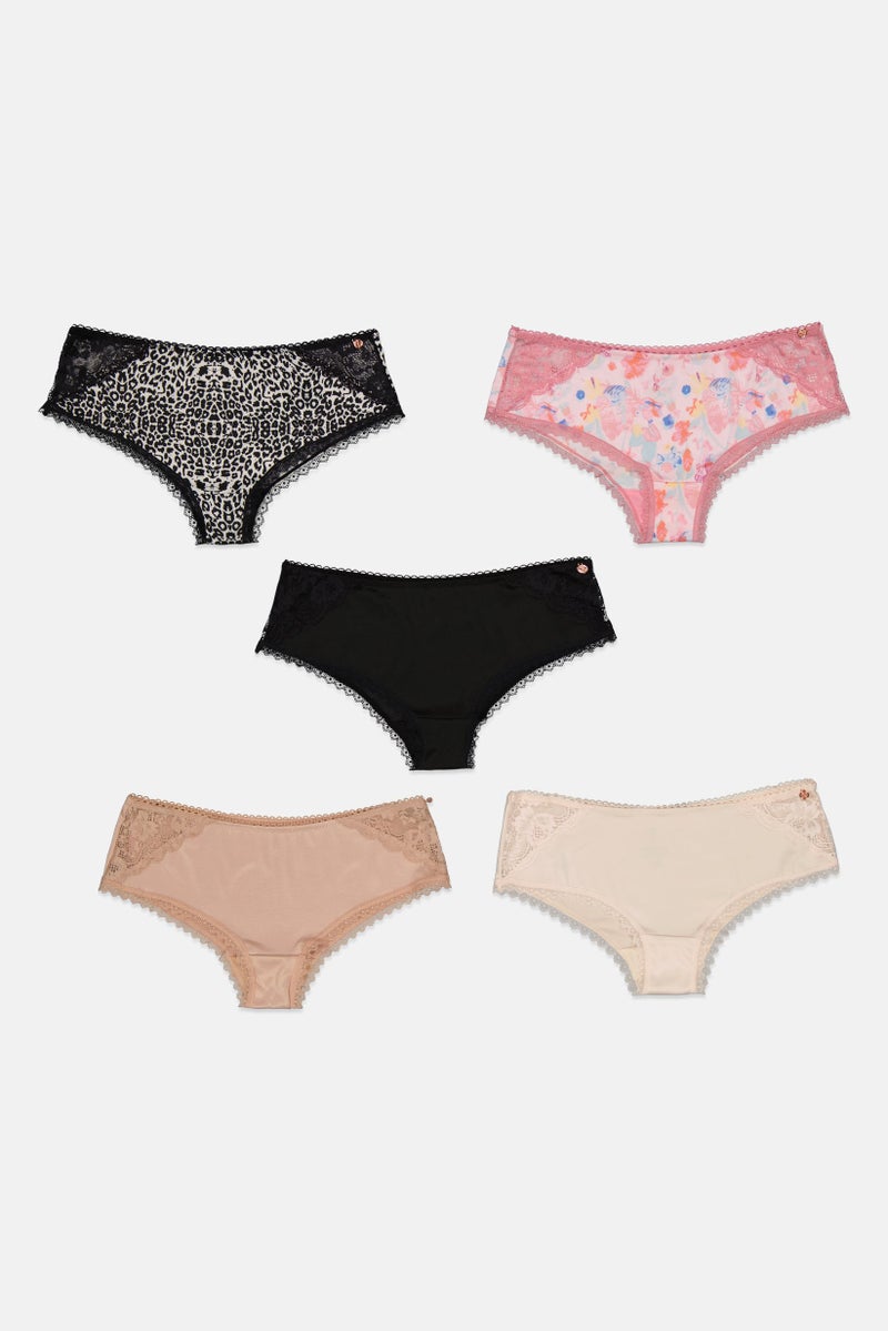 CXL by Christian Lacroix Women 5 Pack Pull-On Lace Panties, Black  - Image 1