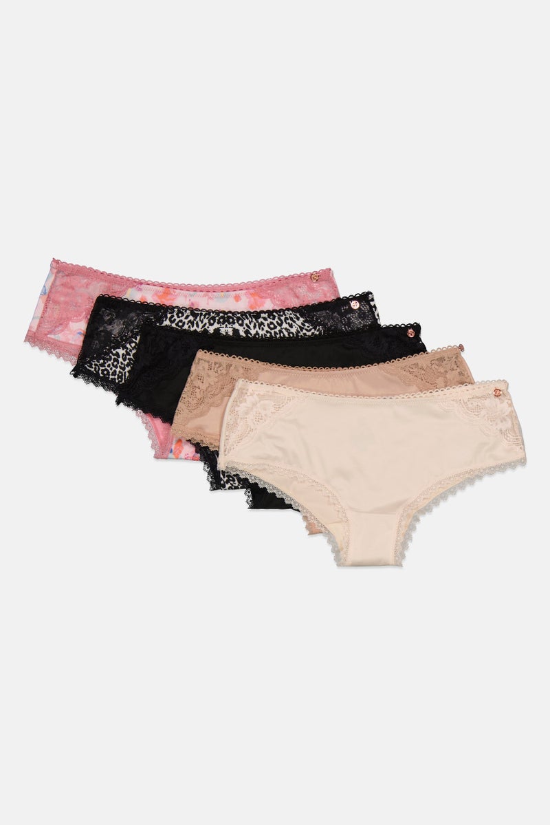 CXL by Christian Lacroix Women 5 Pack Pull-On Lace Panties, Black  - Image 3