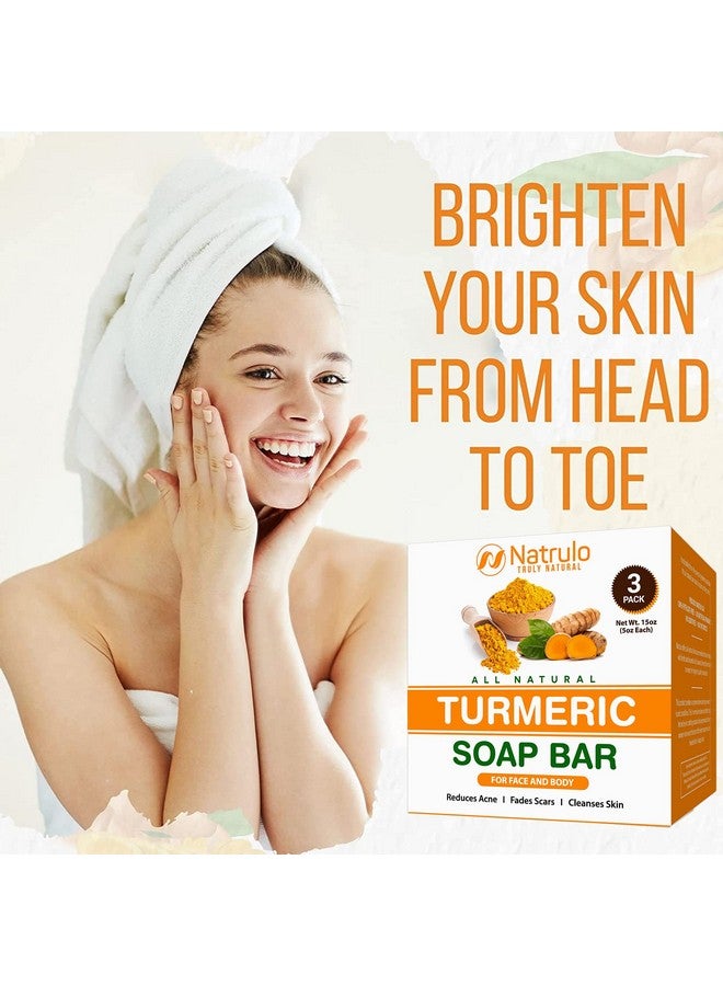 Natrulo Natural Turmeric Soap Bar For Face & Bodyturmeric Skin Brightening Soap For Dark Spots Intimate Areas Underarmsturmeric Face Wash Reduces Acne Fades Scars & Cleanses Skin5Oz Turmeric Bars  - Image 5