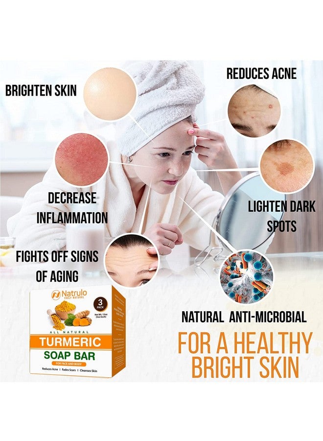 Natrulo Natural Turmeric Soap Bar For Face & Bodyturmeric Skin Brightening Soap For Dark Spots Intimate Areas Underarmsturmeric Face Wash Reduces Acne Fades Scars & Cleanses Skin5Oz Turmeric Bars  - Image 2