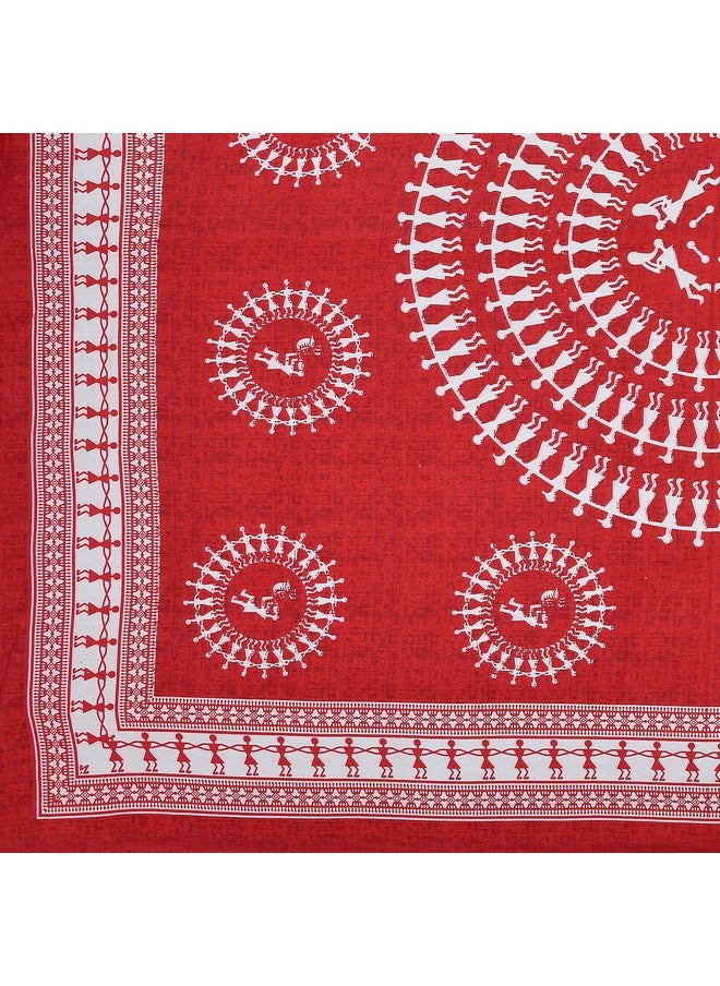 راجاستانكارت - ملاءة سرير مزدوجة من القطن الخالص بنسبة 100% من RajasthaniKart® مع غطائي وسادة (ملاءة سرير مزدوجة من القطن، أحمر، 5275) - Image 1