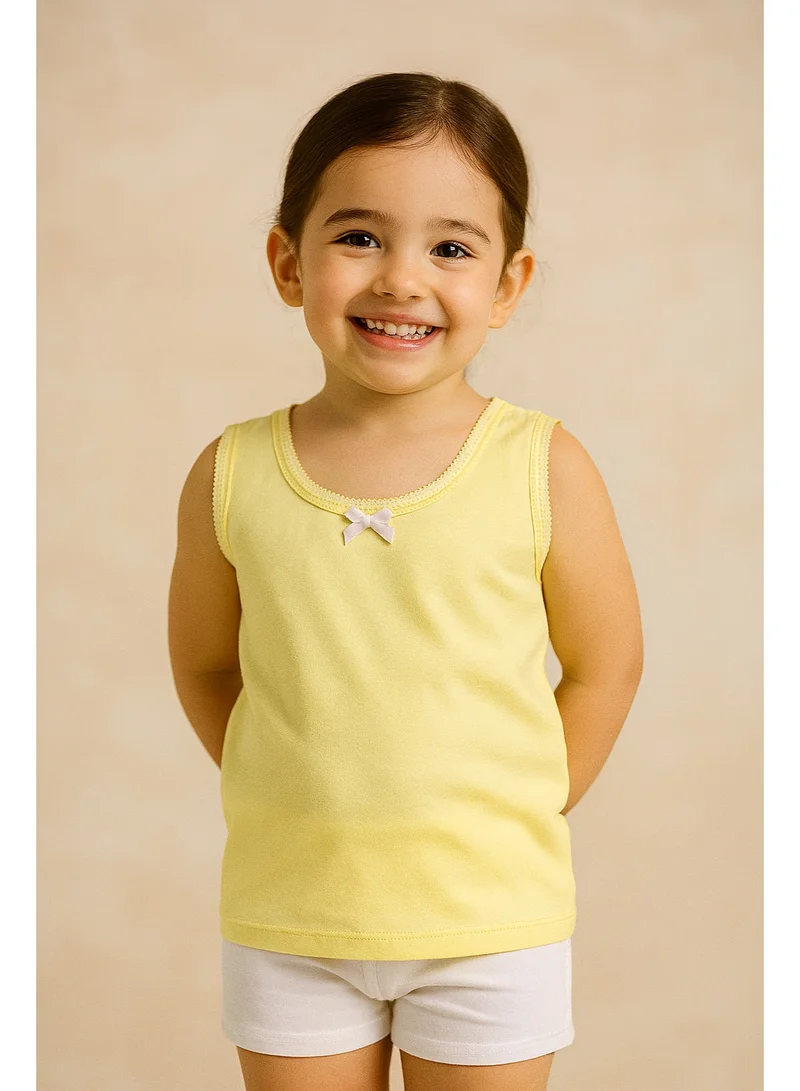 victor and jane 3-Pack Girls' Cotton Vests – Pastel Soft Essentials in Pink, Yellow & Blue