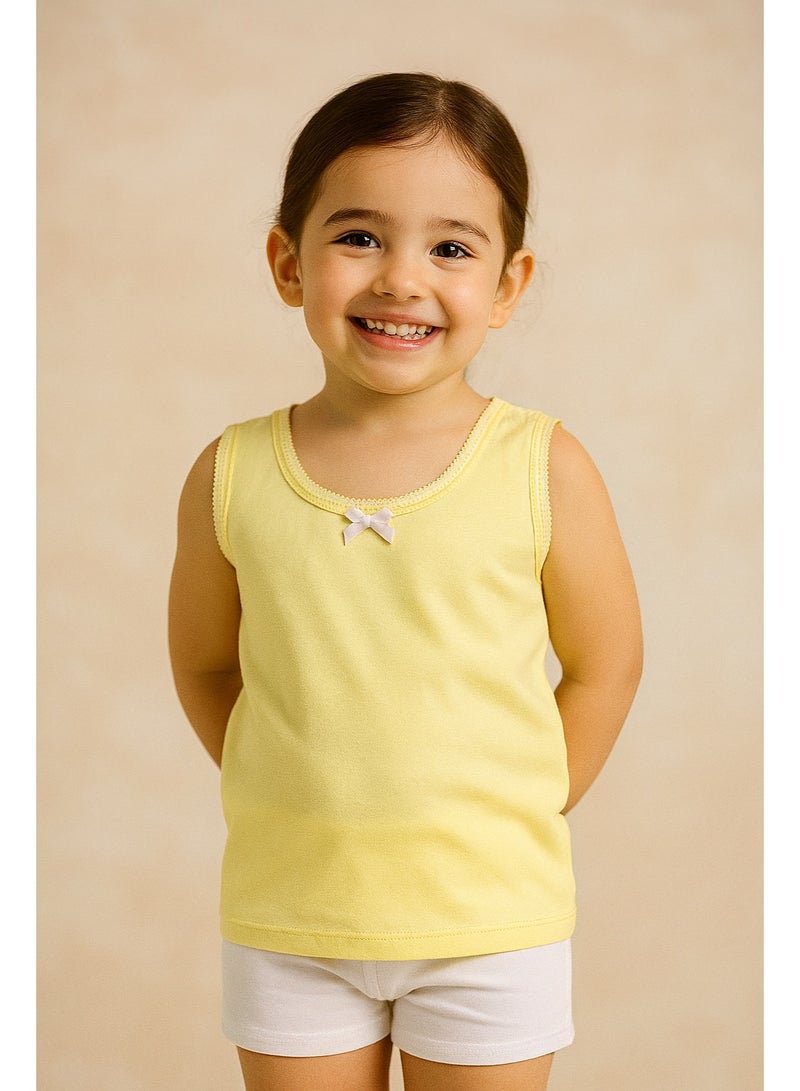 فكتور اند جين 3 قطع فانلات قطنية للبنات - أساسيات ناعمة بألوان الباستيل وردي، أصفر وأزرق - Image 4