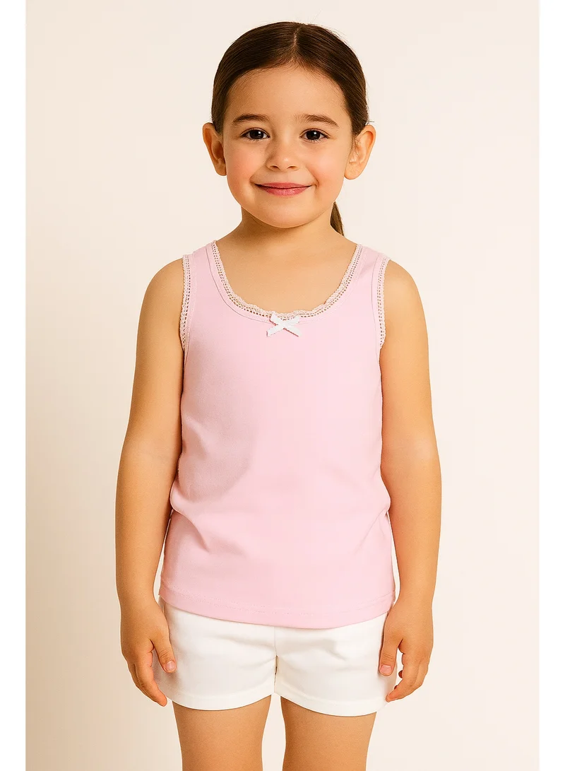 victor and jane 3-Pack Girls' Cotton Vests – Pastel Soft Essentials in Pink, Yellow & Blue