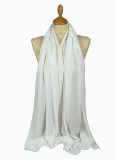 Perfectory PERFECTORY Women Lightweight Solid Chiffon Hijab Shawl Soft Premium Abaya Shawl Wrap Scarves, Long Bridal Hijab Scarf- Off White  - Image 1