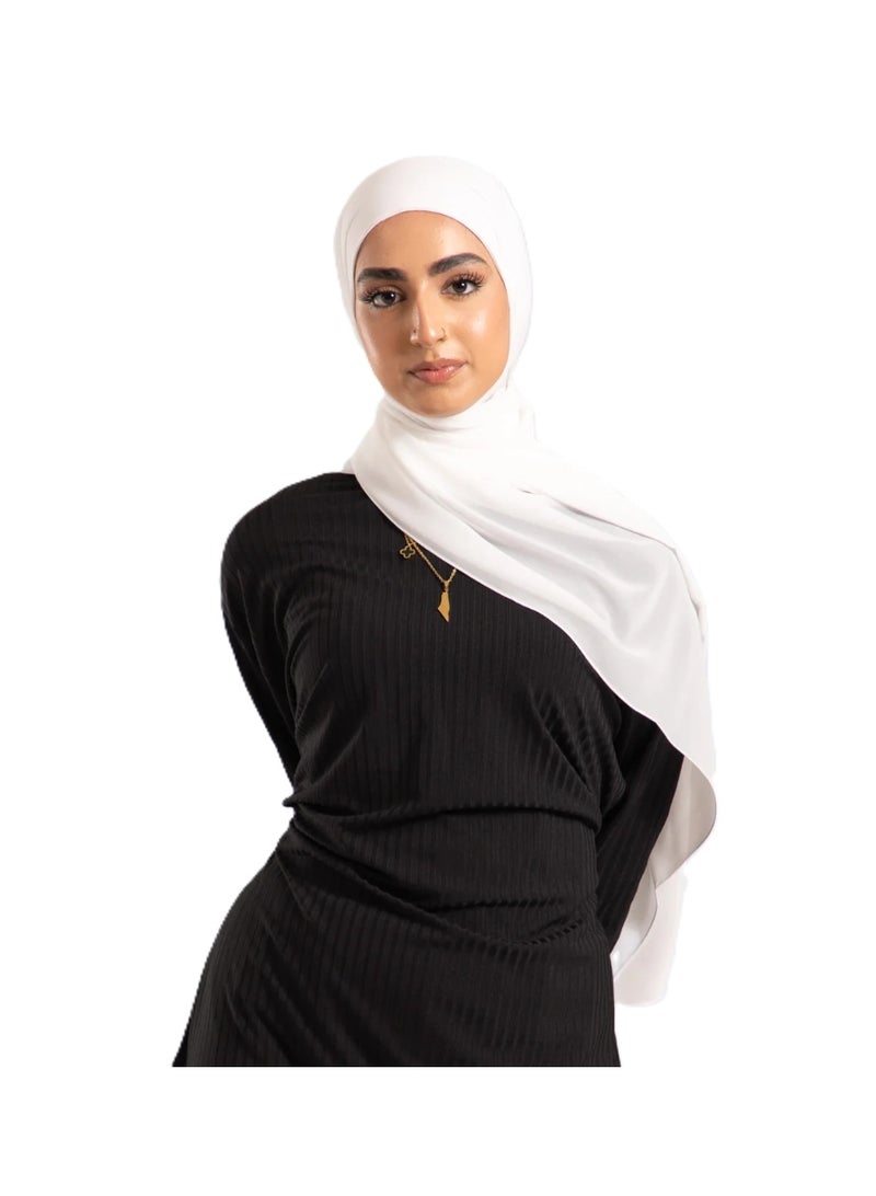 PERFECTORY Women Lightweight Solid Chiffon Hijab Shawl Soft Premium Abaya Shawl Wrap Scarves, Long Bridal Hijab Scarf- Off White - Image 4