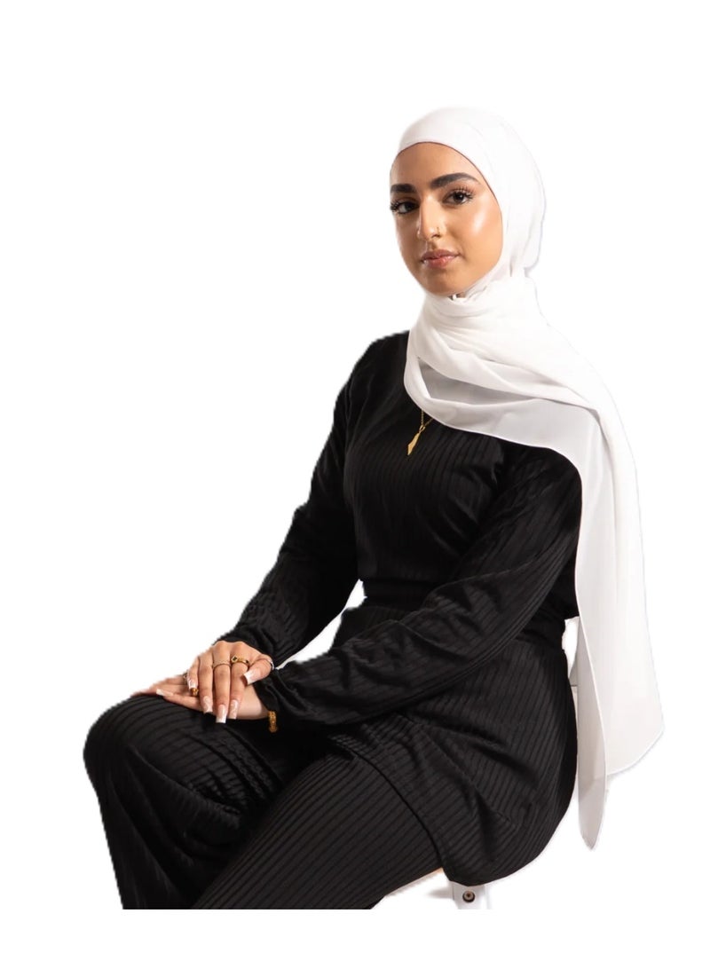 PERFECTORY Women Lightweight Solid Chiffon Hijab Shawl Soft Premium Abaya Shawl Wrap Scarves, Long Bridal Hijab Scarf- Off White - Image 2