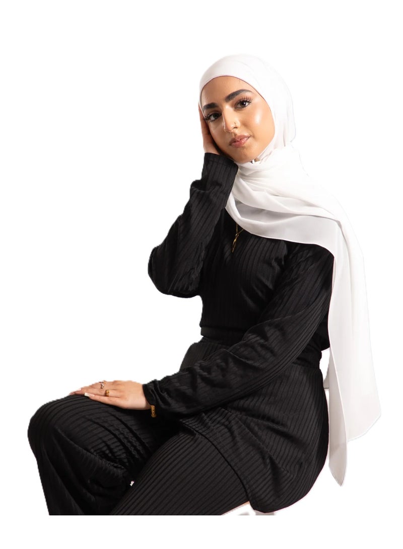 PERFECTORY Women Lightweight Solid Chiffon Hijab Shawl Soft Premium Abaya Shawl Wrap Scarves, Long Bridal Hijab Scarf- Off White - Image 5
