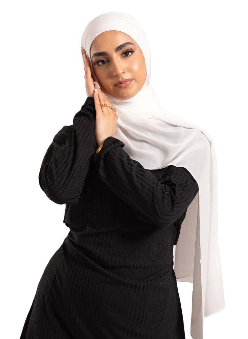 PERFECTORY Women Lightweight Solid Chiffon Hijab Shawl Soft Premium Abaya Shawl Wrap Scarves, Long Bridal Hijab Scarf- Off White - Image 1