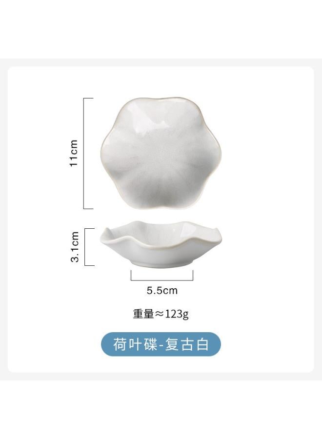 -style Ceramic Kiln Lotus Leaf Dish Snack Seasoning Dish Cold Dish Sushi Sauce Dish Plate Tableware 