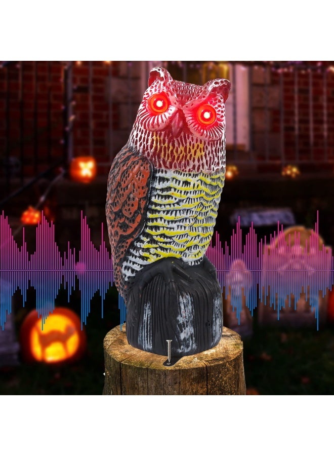 Generic Solar Fake Horned Owl Statue, Solar Powered Halloween Motion Activated Scarecrow Deterrent Owl with Red Eyes, Scary Sound Scare Birds Away for Garden Yard Outdoor  - Image 4