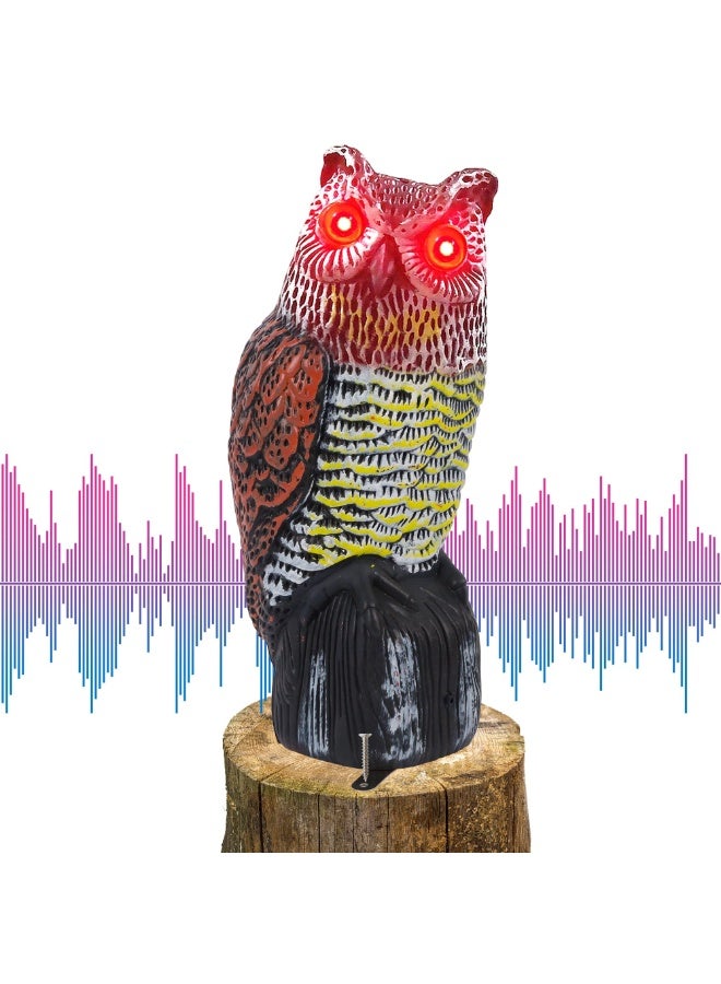 Generic Solar Fake Horned Owl Statue, Solar Powered Halloween Motion Activated Scarecrow Deterrent Owl with Red Eyes, Scary Sound Scare Birds Away for Garden Yard Outdoor  - Image 1