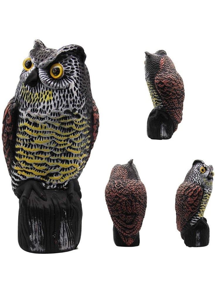 Generic Solar Fake Horned Owl Statue, Solar Powered Halloween Motion Activated Scarecrow Deterrent Owl with Red Eyes, Scary Sound Scare Birds Away for Garden Yard Outdoor  - Image 3