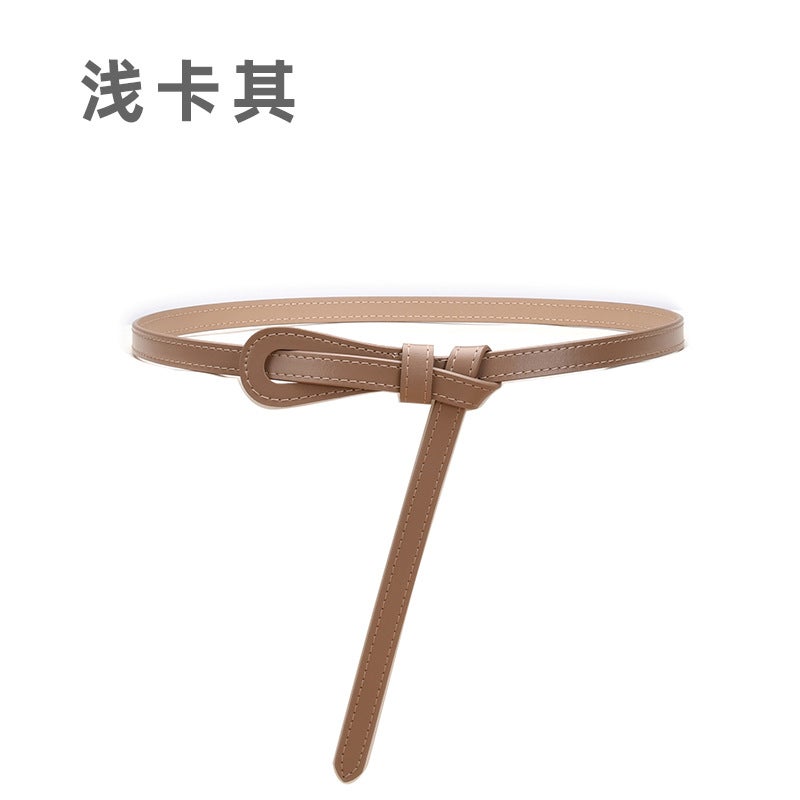 New Womens Leather Skinny Belt for Dresses 15020-coffee  - Image 3