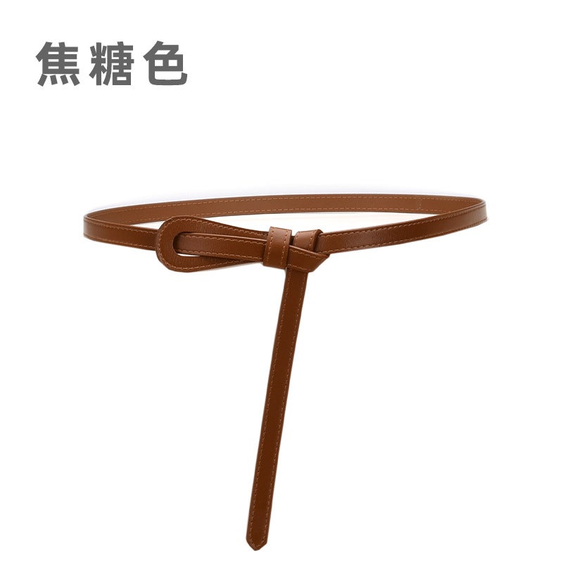 New Womens Leather Skinny Belt for Dresses 15020-coffee  - Image 5