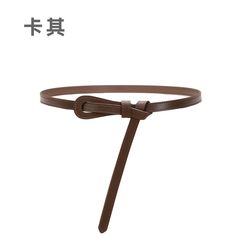 New Womens Leather Skinny Belt for Dresses 15020-coffee  - Image 4