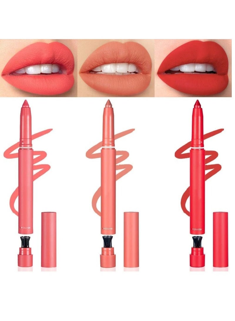 Captaintech Matt Nude Lipstick Lipliner Set with Built-in Sharpener Matte Lipliner Pencil Collection, Waterproof Crayon Nourishing Buildable Velvet Lip Crayon Lip Liner Lip Pen Lip Makeup 3 Colors - Image 1