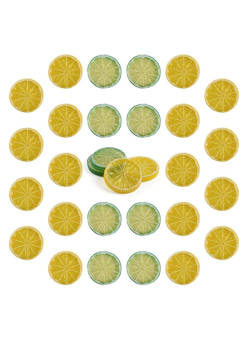 Captaintech Highly realistic home party decorative model of artificial lemon slice fruit (20 yellow +10 green) - Image 1