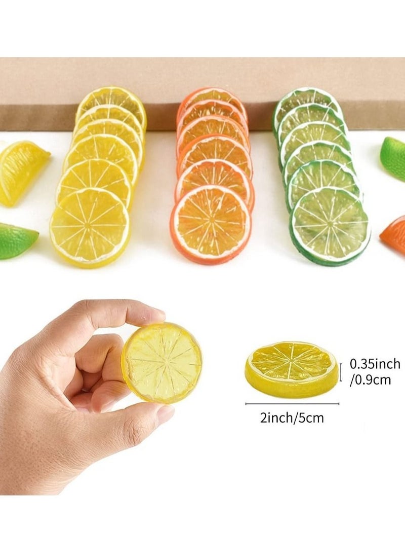Captaintech Highly realistic home party decorative model of artificial lemon slice fruit (20 yellow +10 green) - Image 3