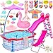 HONLAELLA 115 Inch Girl Doll Glam Pool Playset Include Glam Swimming Pool with Slide Mermaid Swimsuit Doll Bikini Swimwear Beach Chair Glasses Towel Swimming Ring and Others Accessories for 115 Inch Dolls - Image 2