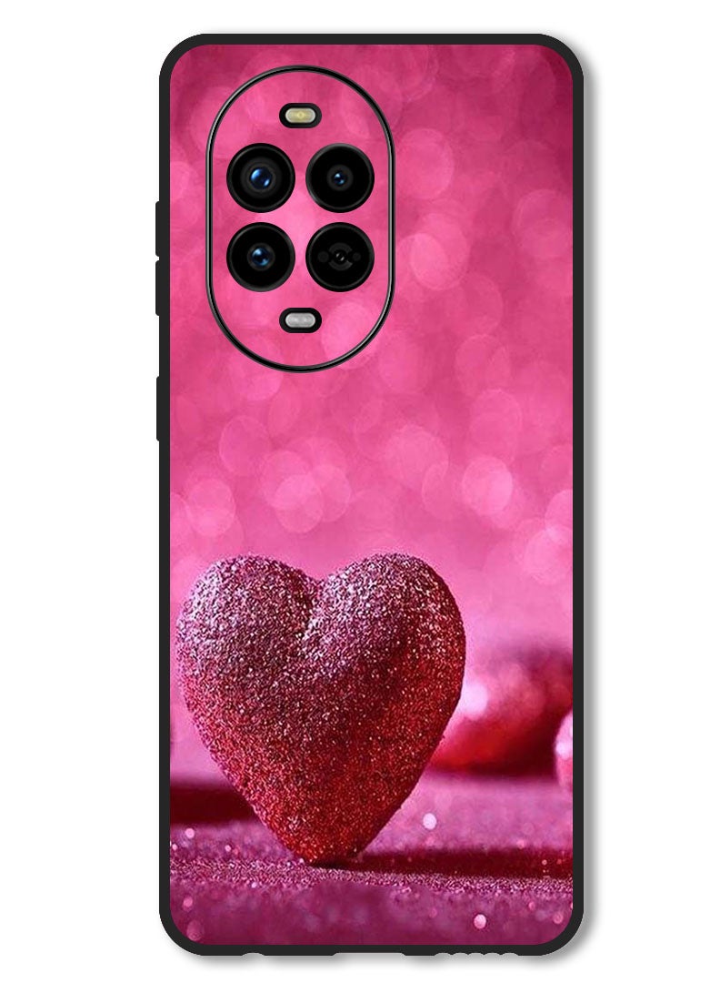 Theodor Case Compatible with Huawei Nova 13 Pro Protection Shockproof Bumper Cover Dark Pink Gliter Heart - Image 1