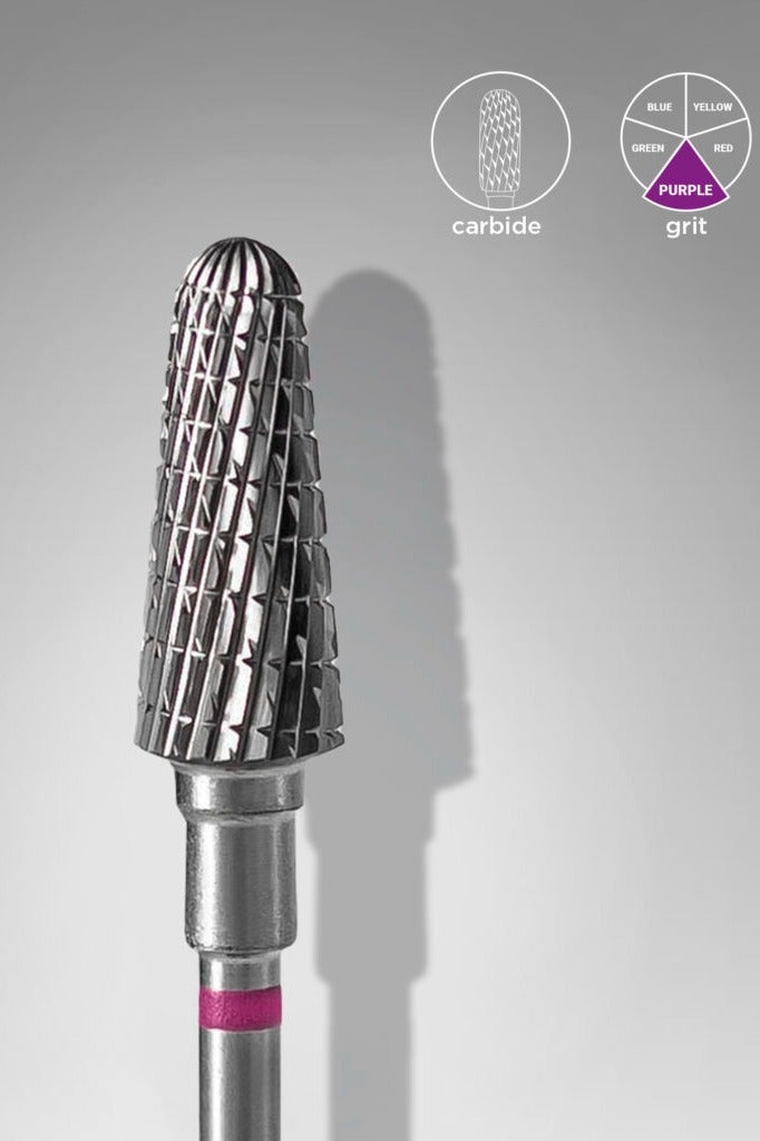 STALEKS PRO Carbide nail drill bit, “frustum” purple, head diameter 6 mm / working part 14 mm - Image 1