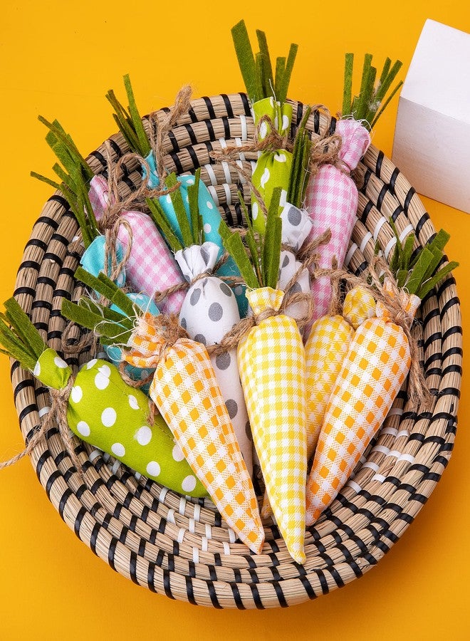 Watayo 12 PCS Easter Artificial Fabric Carrot-Buffalo Check Plaid Carrots-Colorful Handmade Filled Easter Carrots for Easter DIY Decoration Primitive Farmhouse Decorations - Image 4