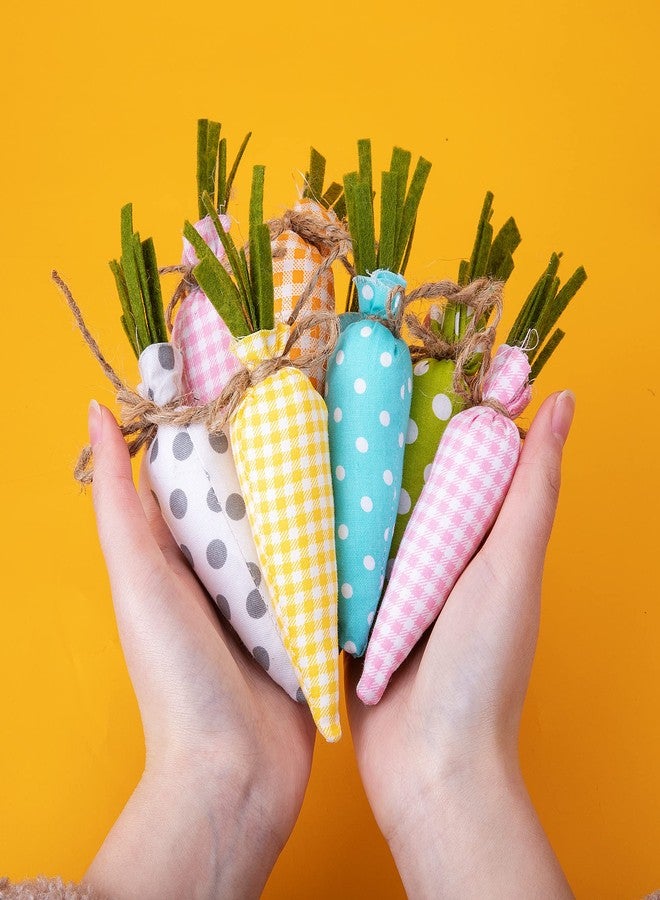 Watayo 12 PCS Easter Artificial Fabric Carrot-Buffalo Check Plaid Carrots-Colorful Handmade Filled Easter Carrots for Easter DIY Decoration Primitive Farmhouse Decorations - Image 5