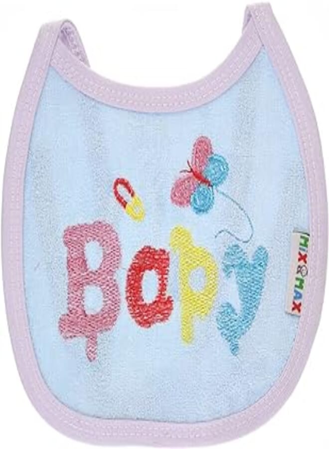 Mix and Max Mix&Max Cotton Bib Embroidered Baby For Unisex-Baby Blue&Purple