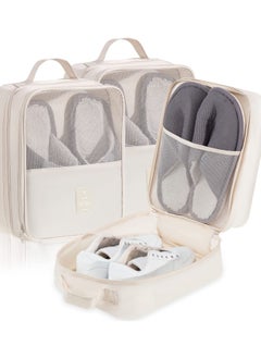Excefore 3-Pack Waterproof Shoe Bags for Travel, Foldable Shoe Storage Pouch Organizer, Holds 3 Pairs of Shoes, Perfect for Daily Use, Beige  - Image 1