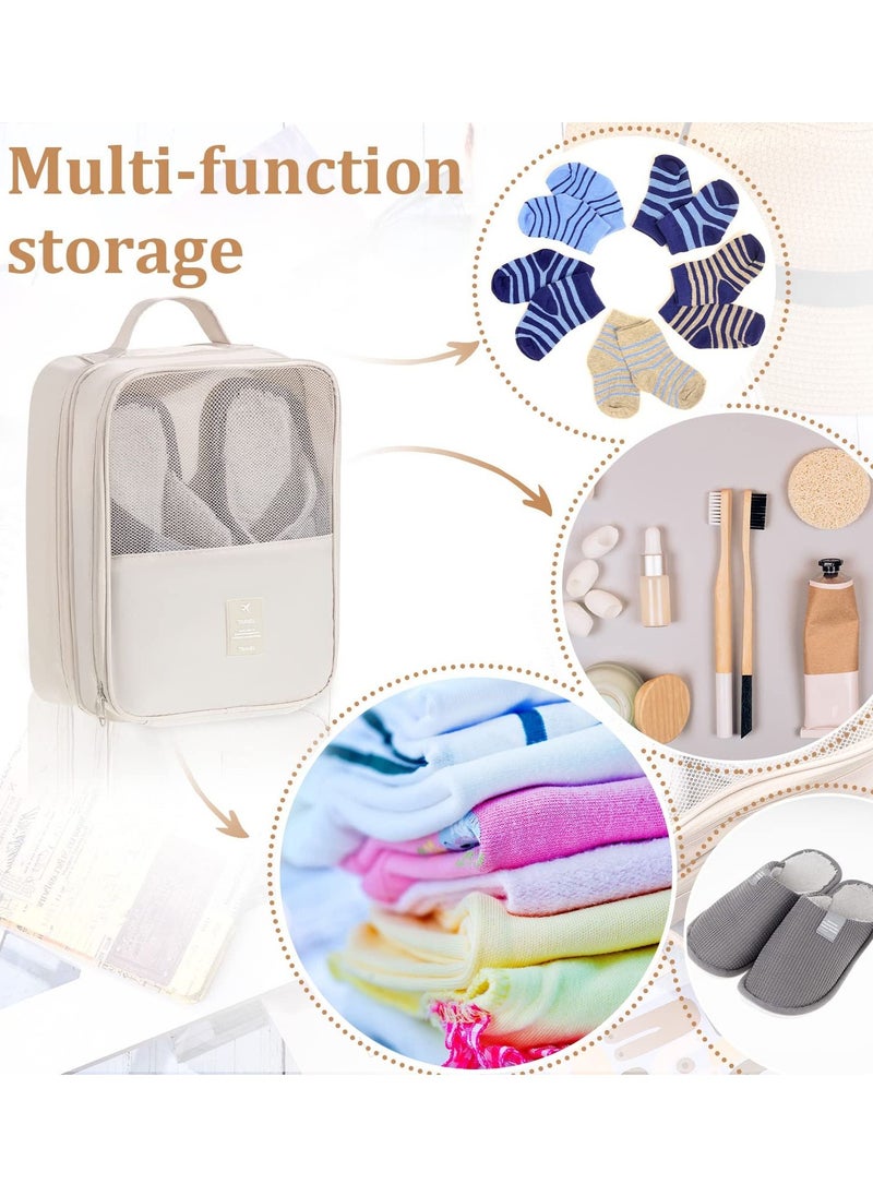Excefore - 3-Pack Waterproof Shoe Bags for Travel, Foldable Shoe Storage Pouch Organizer, Holds 3 Pairs of Shoes, Perfect for Daily Use, Beige - Image 1