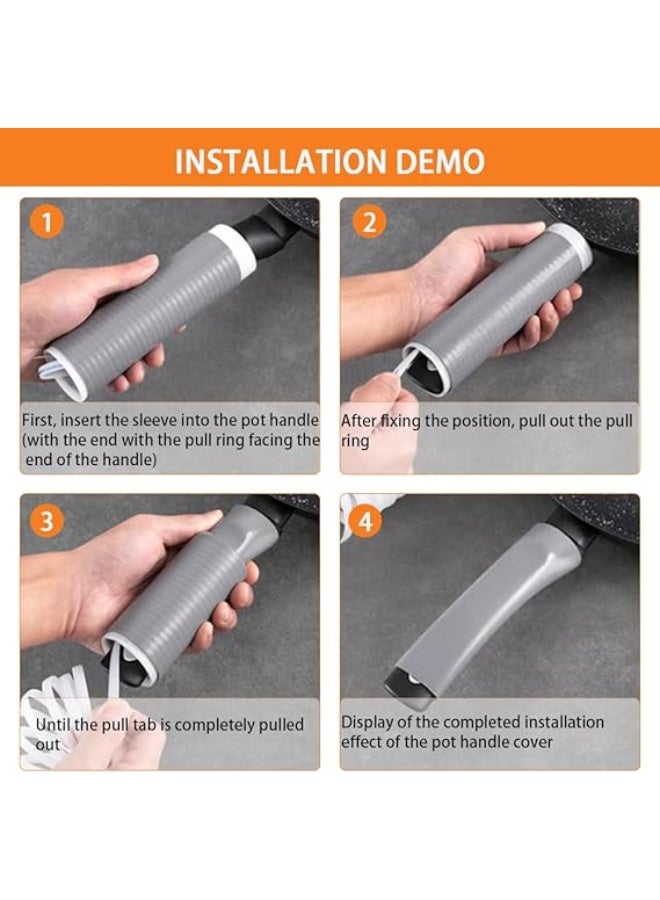 Silicone Heat Resistant Pan Handle Covers,Non-Slip Pot Handle Insulation Cover,Sleeves for Cast Iron Skillets and Metal Cookware, Kitchen Cooking Accessories, Heat Protection,Grey - Image 3