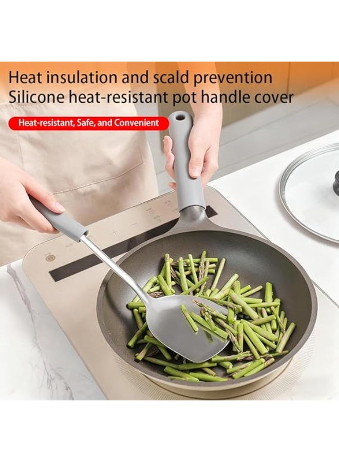 Silicone Heat Resistant Pan Handle Covers,Non-Slip Pot Handle Insulation Cover,Sleeves for Cast Iron Skillets and Metal Cookware, Kitchen Cooking Accessories, Heat Protection,Grey - Image 2