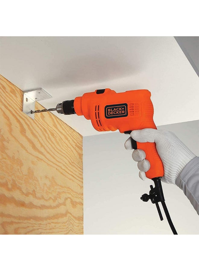 BLACK+DECKER 550W 10mm Corded Electric Hammer Percussion Drill for Metal, Concrete & Wood Drilling, Orange/Black - KR5010-B5, Orange/Black - Image 5