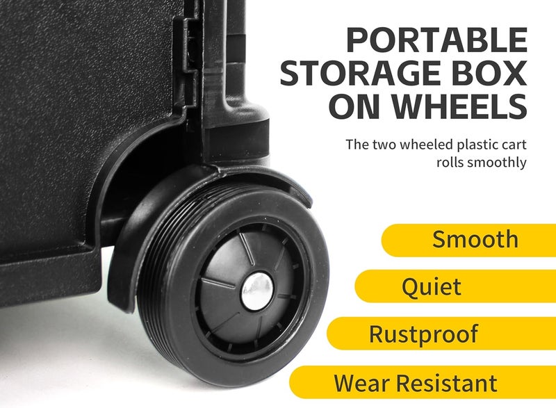 MaxWorks 51051 Collapsible Black Rolling Folding Dolly Cart for Teachers  MultiFunctional Dolly with Extra Storage Durable Wheels and EasytoFold Design for Classroom Office Shopping  Without Lid - Image 4