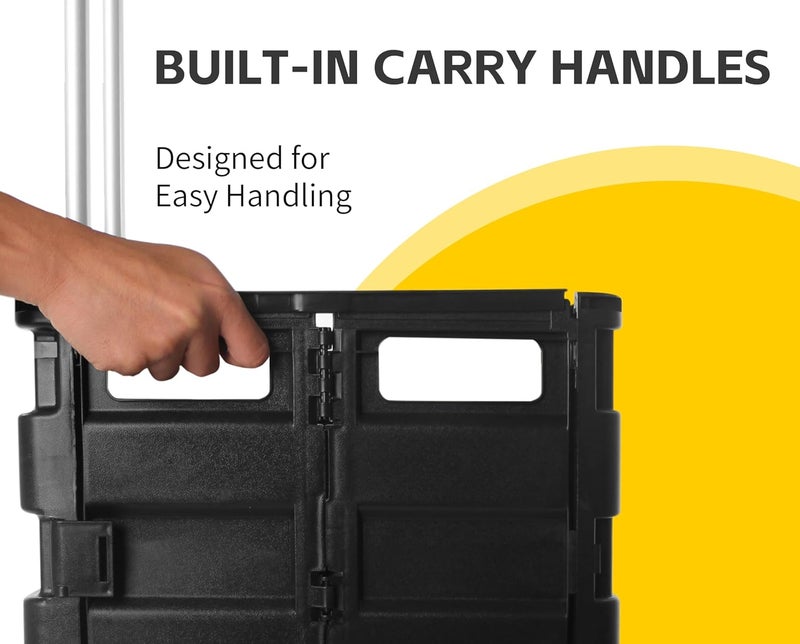 MaxWorks 51051 Collapsible Black Rolling Folding Dolly Cart for Teachers  MultiFunctional Dolly with Extra Storage Durable Wheels and EasytoFold Design for Classroom Office Shopping  Without Lid - Image 5