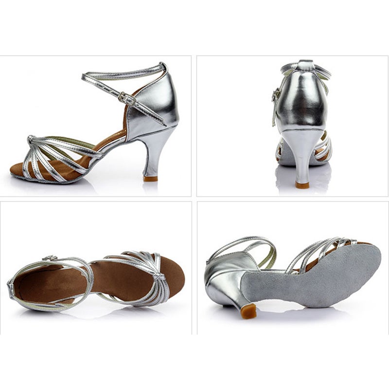 2 Pairs of High-heeled Shoes Knotted Strap High Heels Latin Dancing Shoes for Lady - Size 38 ( ) - Image 3