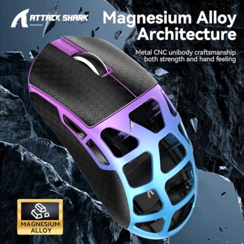 ATTACK SHARK R3 Magnesium Alloy Mouse Wireless 8K Mouse 46g SUPERLIGHT Mouse PixArt PAW3395 Gaming Sensor BT 2.4G Wired Gaming Mouse Adjustable DPI 26000 Office Mice for Win11 Xbox PS Mac Purple - Image 3