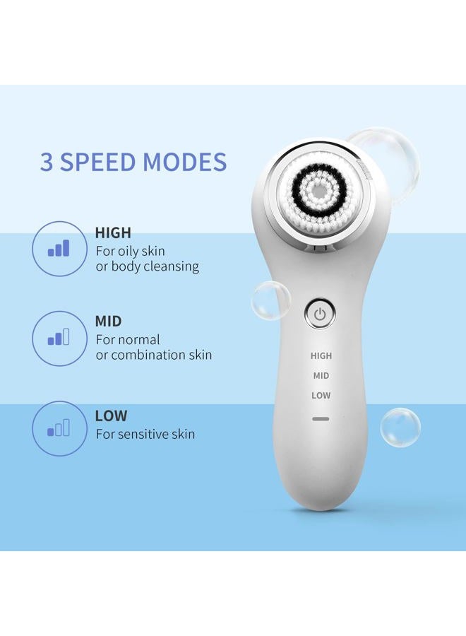 COSBEAUTY Face Scrubber Exfoliator Sonic Facial Cleansing Brush with 5 Interchangeable Brush Head,Face Brush Cleanser for Men IPX7 Waterproof,Wireless Rechargeable for Massaging,Deep Cleansing(White) - Image 5