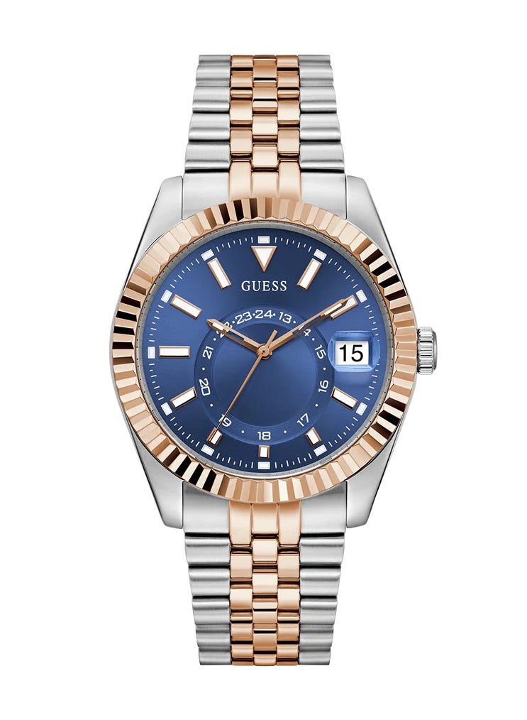 Guess Mens Jaden 2-Tone Multi-function Date Blue Dial Watch - Image 1