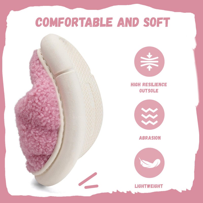 IceUnicorn Kids Slippers Girls Boys Slip On Customized Letters Big Little Kids House Slippers Christmas Non-Slip Warm Winter Home Shoes for Indoor Outdoor(Pink,28/29) - Image 4