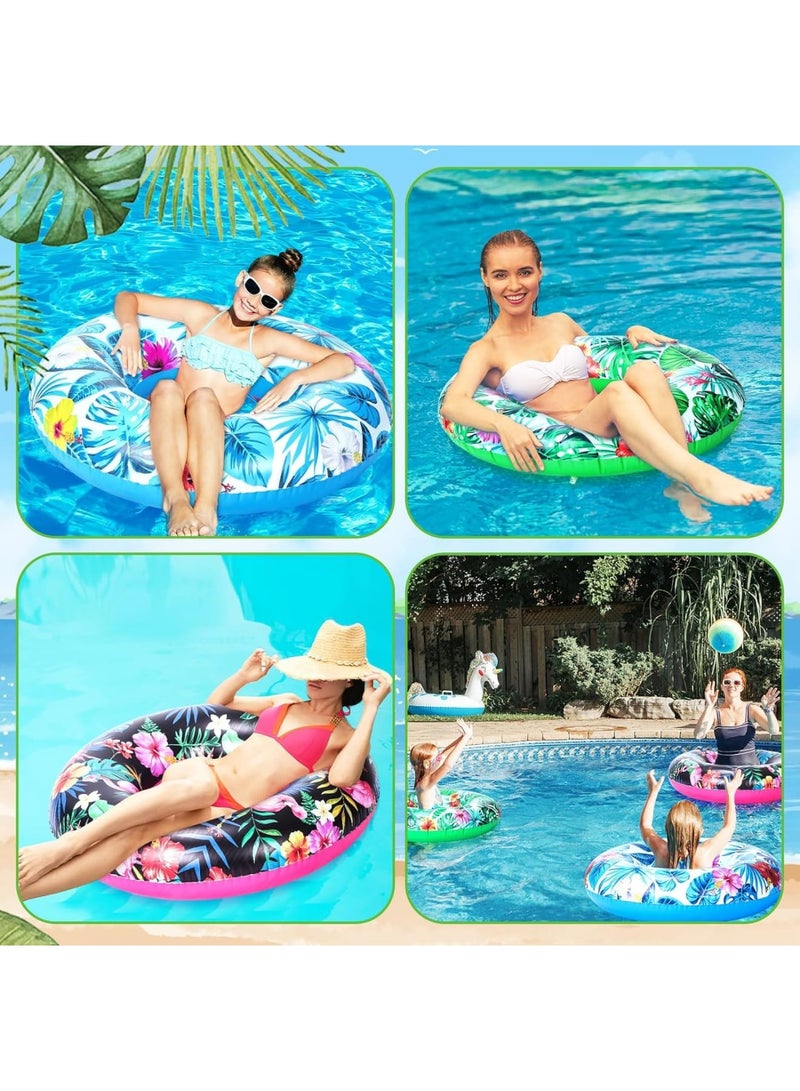 Zikra Swimming Rings, 7PCS Luau Pool Floats, Hawaiian Swimming Rings with 13.5" Beach Balls - Inflatable Tubes Floaties Toys for Adults - Image 3