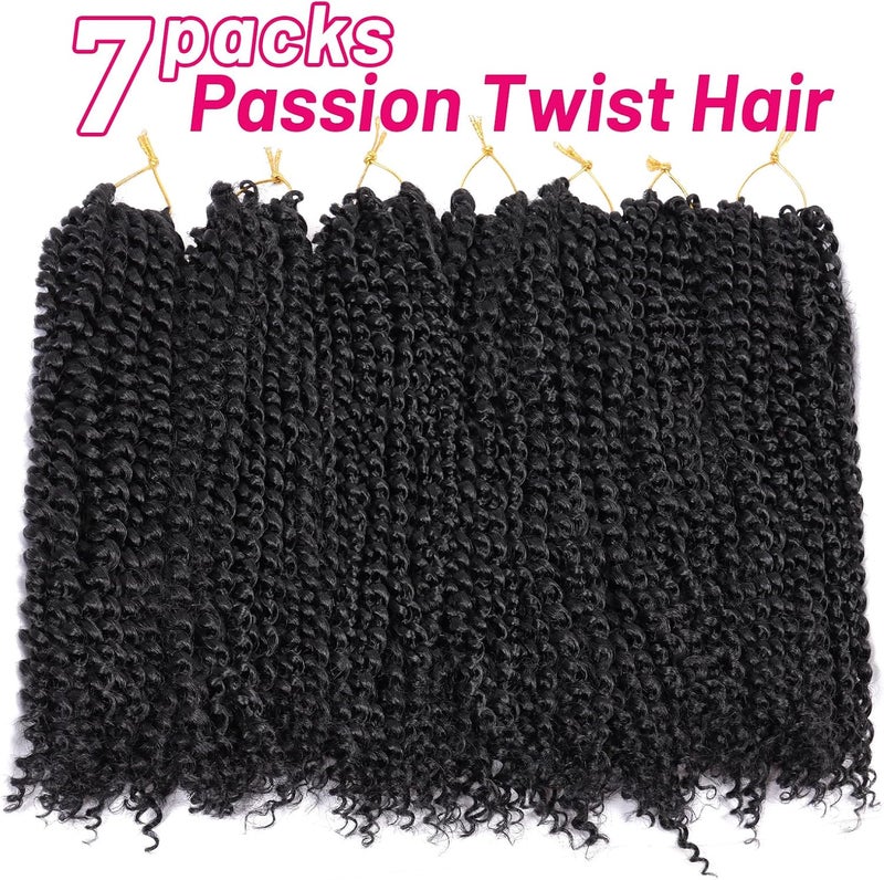 Dorsanee Passion Twist Hair 16 Inch 7 Packs Water Wave Crochet Hair Long Bohemian Curly Braiding Hair for Butterfly Locs, Faux Locs, Boho Style Spring Twist Crochet Braids (1B#) - Image 2
