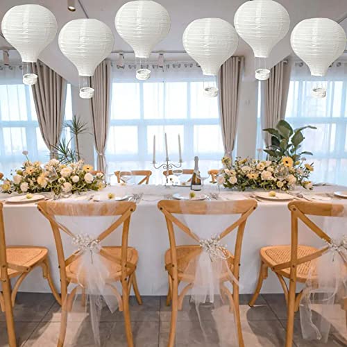 CRAPAPFERT 10Pack Hanging Hot Air Ballon Paper Lanterns Decorations 12Inch Decorative White Paper Lanterns Set for Valentines Wedding Decor Birthday Engagement Baby Shower Party Home DIY Craft Décor Decorations - Image 5