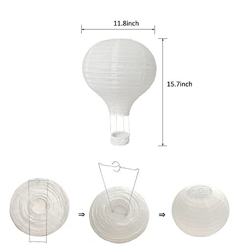 CRAPAPFERT 10Pack Hanging Hot Air Ballon Paper Lanterns Decorations 12Inch Decorative White Paper Lanterns Set for Valentines Wedding Decor Birthday Engagement Baby Shower Party Home DIY Craft Décor Decorations - Image 2
